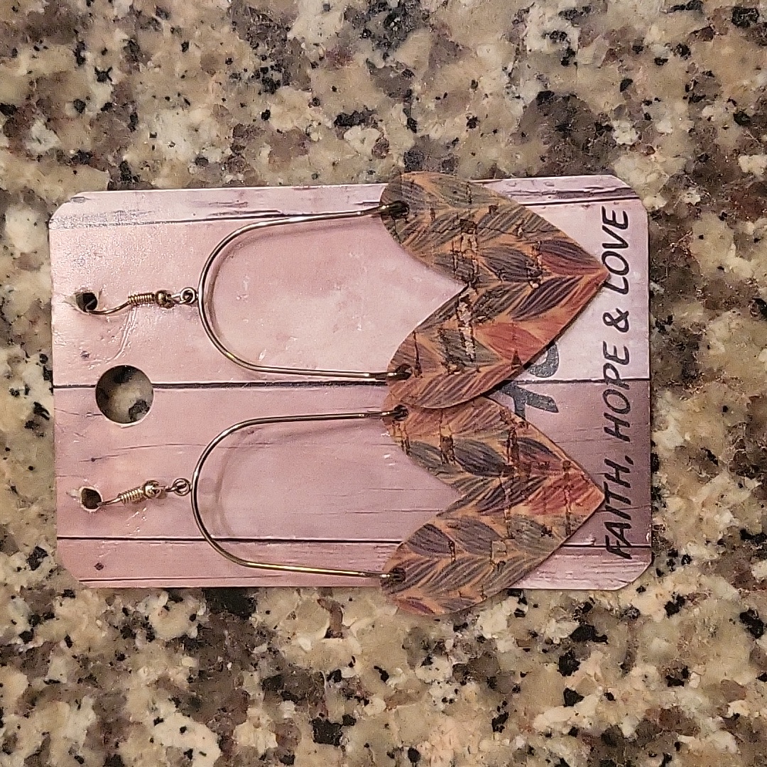 Heart Dangle Earrings Light Weight Hand-Made 10$